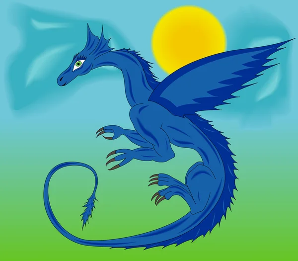 Modrý drak na obloze — Stockový vektor