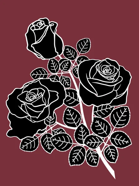 Rosas blancas y negras en la oscuridad — Vector de stock