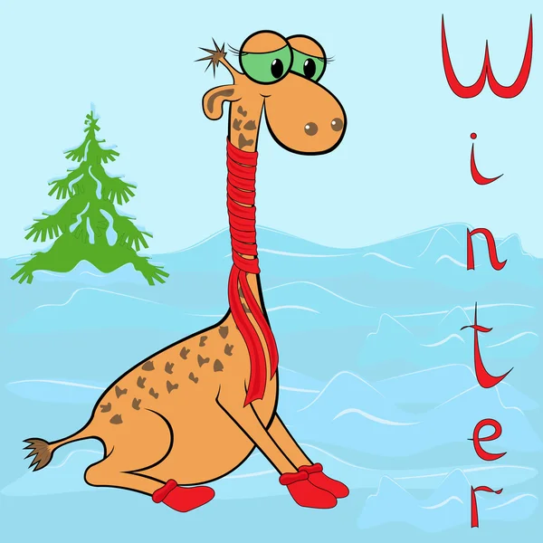 Why Giraffe is so cold in winter? — Stock Vector