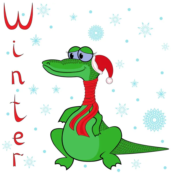 Why Crocodile is so cold in winter? — Stock Vector