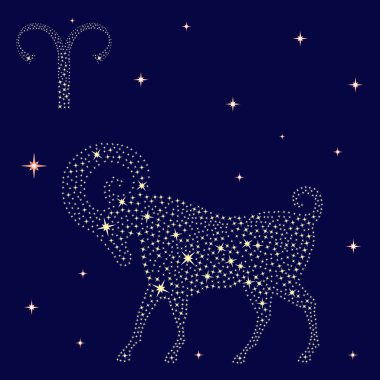 Zodiac sign Aries on the starry sky clipart