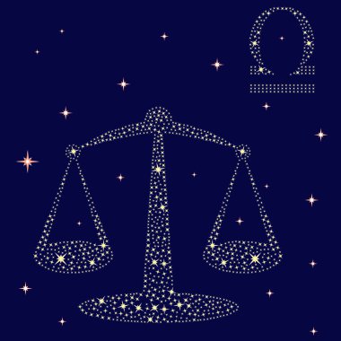 Zodiac sign Terazi yıldızlı gökyüzü üzerinde