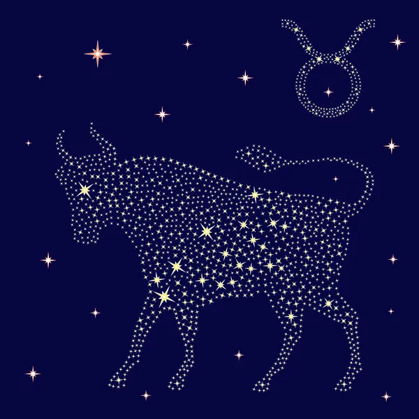 Зодиак знак Телец на звездном небе — стоковый вектор