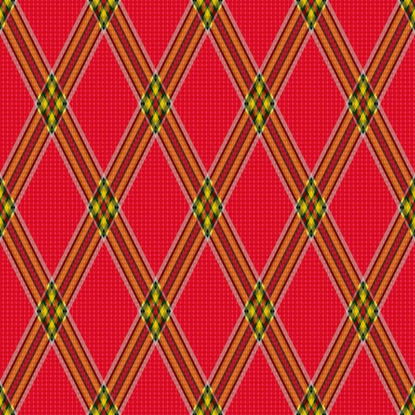 Kosočtverečné tartan červené látky bezešvá textura — Stockový vektor