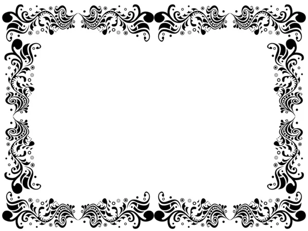 Чорно-біла порожня рамка з квітковими елементами — стоковий вектор