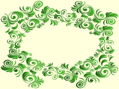 yeşil tonlar üzerinde açık sarı çiçek öğeleri