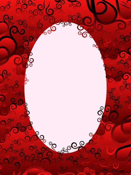 Marco oval con elementos florales en tonos rojos — Vector de stock