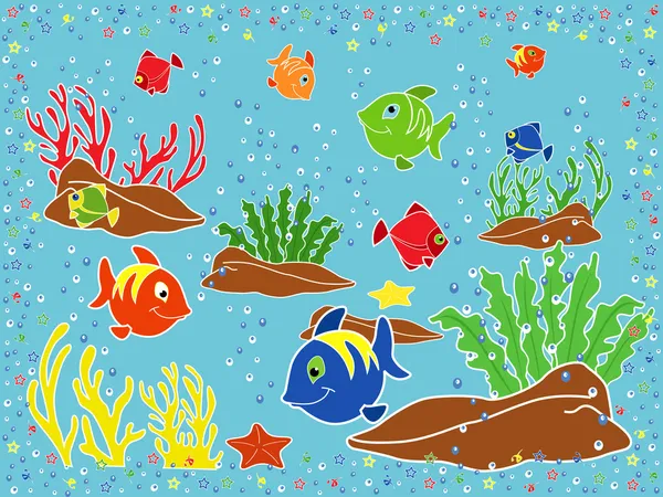 水中の海洋生物 — ストックベクタ
