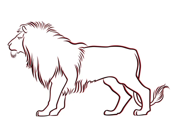 Negro y rojo elegante contorno del león — Vector de stock