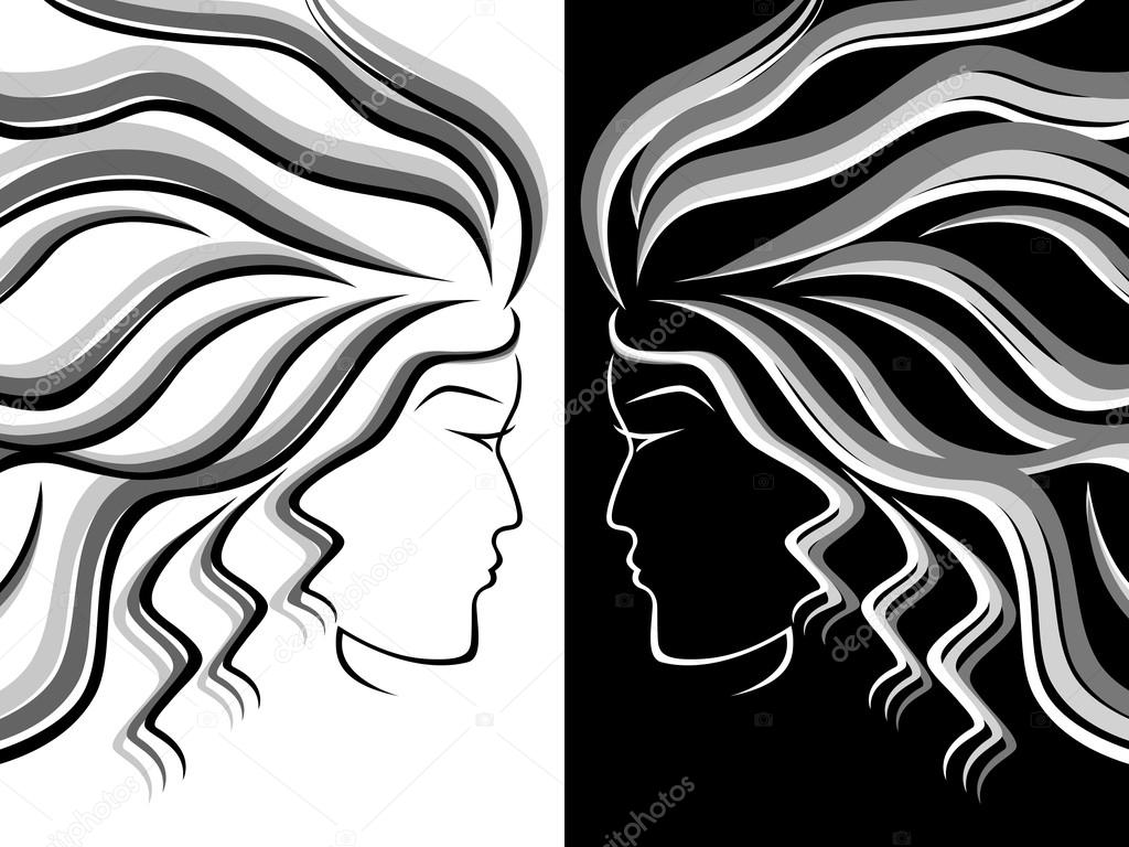 Female head silhouettes