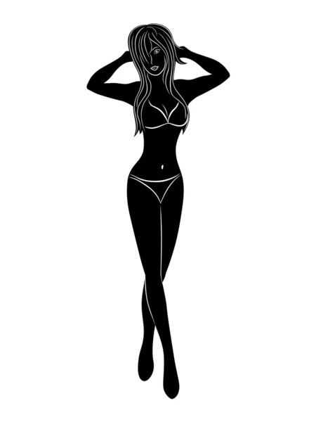 Tineri grațios femeie în bikini — Vector de stoc