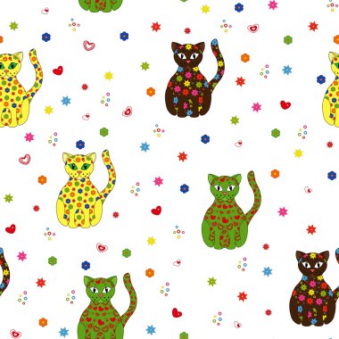 farklı stilize cats ile sorunsuz vektör çizim