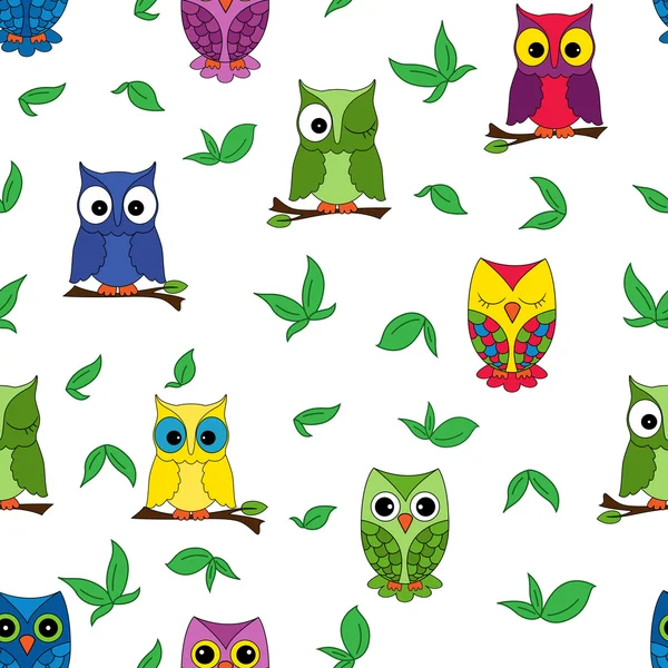 Owl seamless pattern — Stock Vector