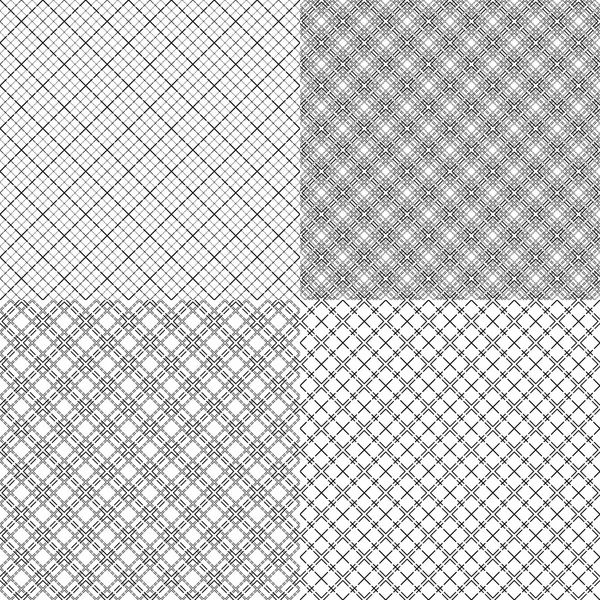 Four mesh seamless patterns with dashed lines — Stock Vector