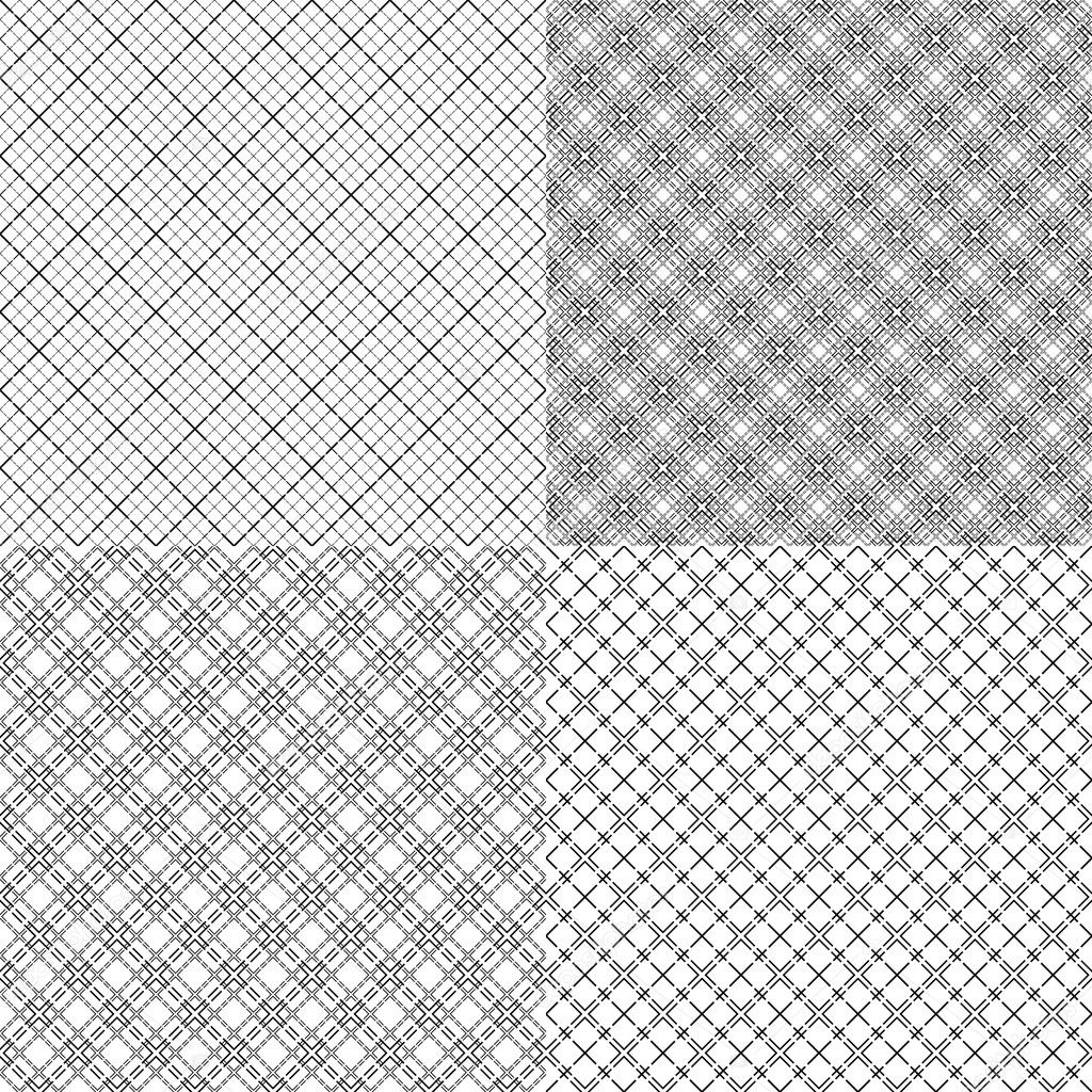 Four mesh seamless patterns with dashed lines