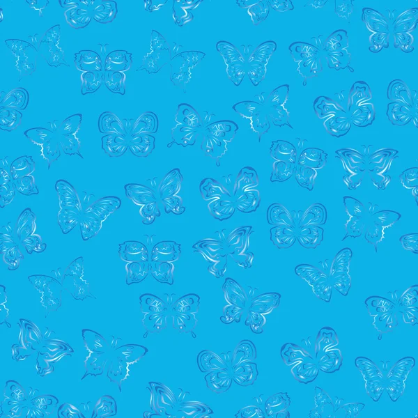 Patrón sin costuras con mariposas de gradiente azul — Vector de stock
