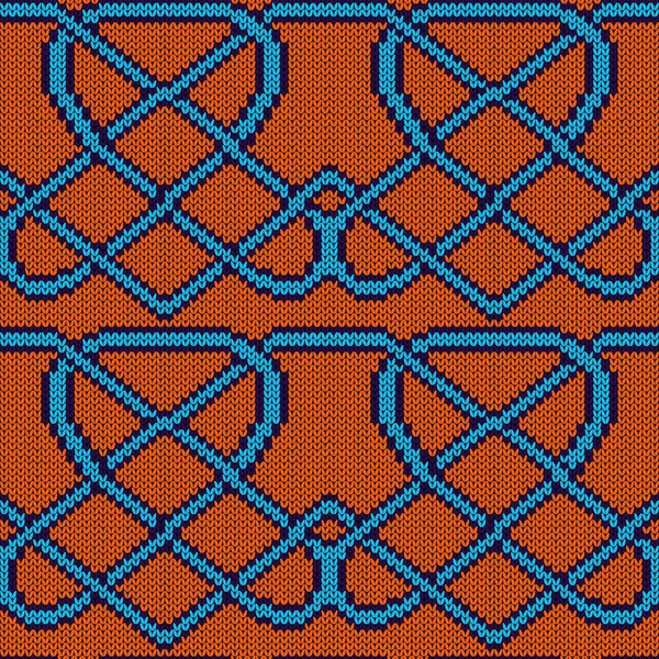 Tricot Sans Couture Orné Couleurs Bleu Orange Motif Vectoriel Comme — Image vectorielle