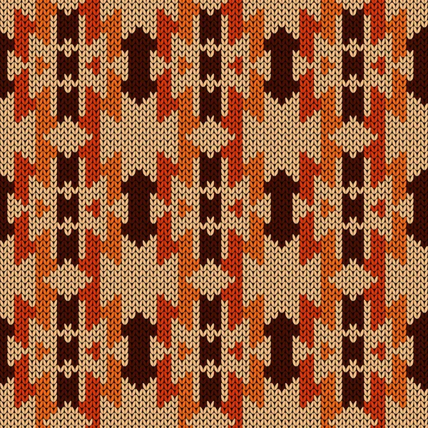 Geometrical Ornate Seamless Knitted Vector Pattern Fabric Texture Orange Brown — Stock Vector