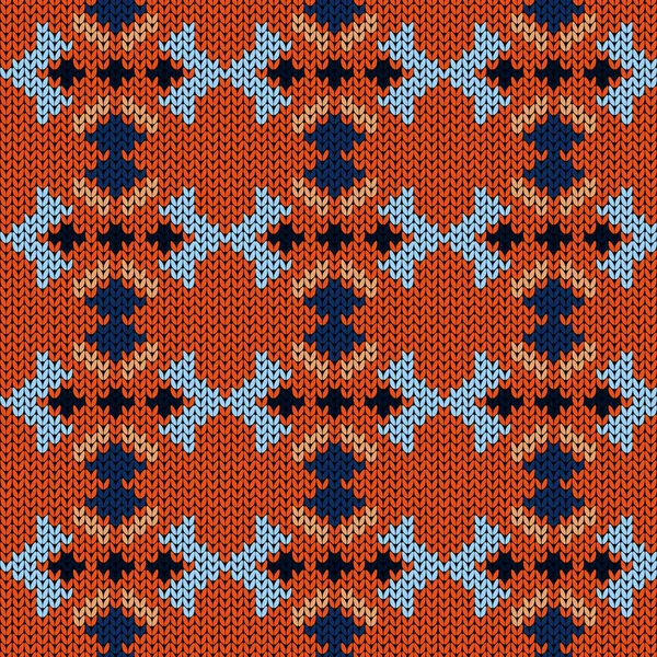 Bezešvé Pletení Vzor Modrých Oranžových Barvách Vektorový Vzor Jako Textura — Stockový vektor