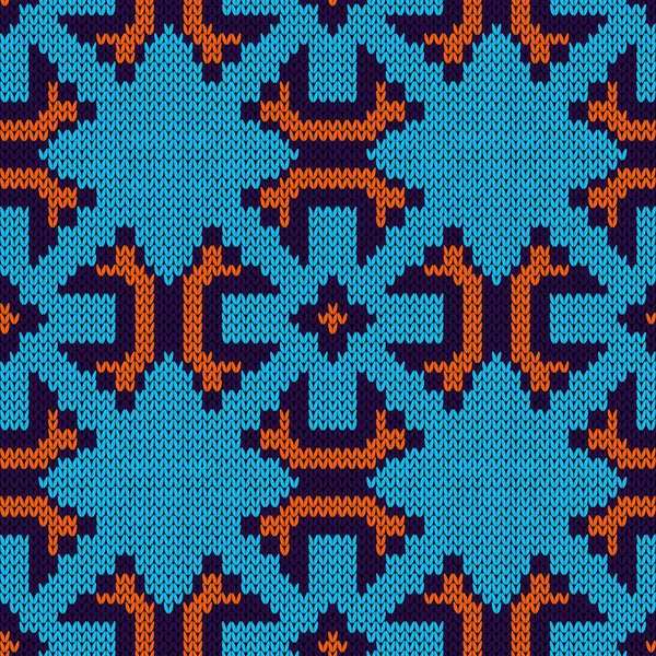 ブルー バイオレット オレンジなどのシームレスな編み模様 生地の質感としてのベクトルパターン — ストックベクタ