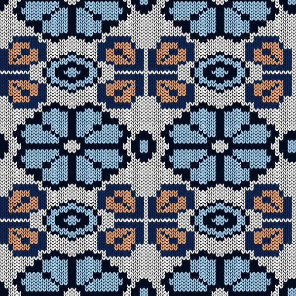 Tricot Décoratif Motif Vectoriel Sans Couture Dans Les Tons Bleu — Image vectorielle