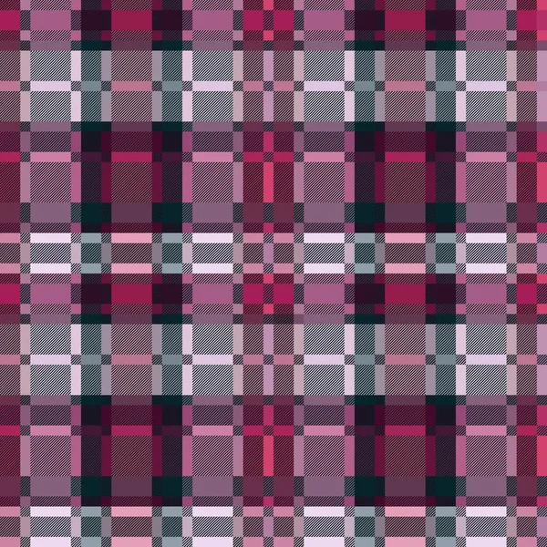 莫特利无缝矩形矢量图案作为格子呢格子布 主要是带对角线 法兰绒衬衫 格子布 服装和其他纺织品的纹理的淡绿色 洋红色和粉色色调 — 图库矢量图片