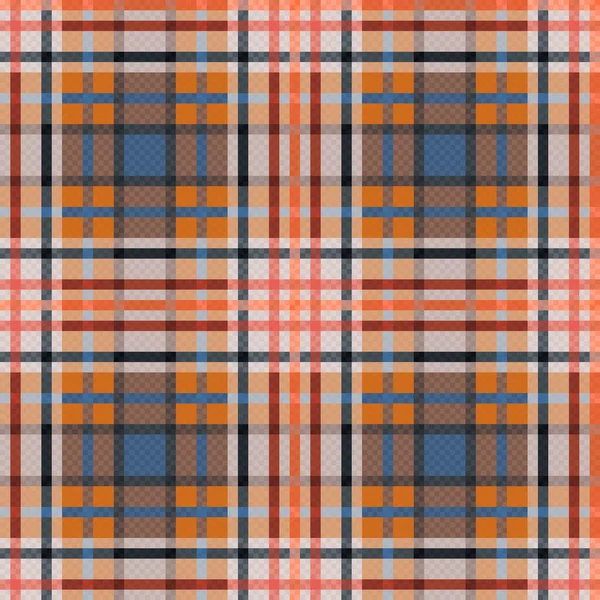 Tartan Scottish Bezszwowy Wzór Wyciszonym Kolorze Niebieskim Pomarańczowym Brązowym Tekstura — Wektor stockowy