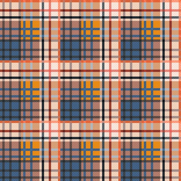 Rectangular Seamless Vector Pattern Tartan Plaid Mainly Beige Orange Blue — Stock Vector