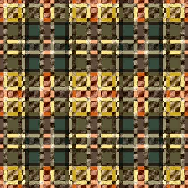 Seamless Rectangular Vector Contrast Pattern Tartan Plaid Mainly Khaki Orange — Stock Vector