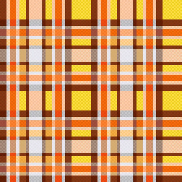 Contrast Multicolor Tartan Scottish Seamless Pattern Yellow Orange Grey Brown — Stock vektor
