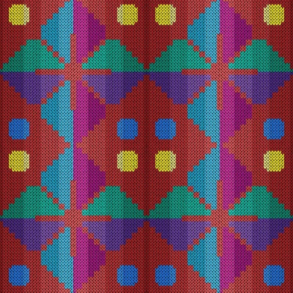 Ornate Multicolor Knitting Seamless Vector Pattern Fabric Texture Plaid Clothes — стоковый вектор