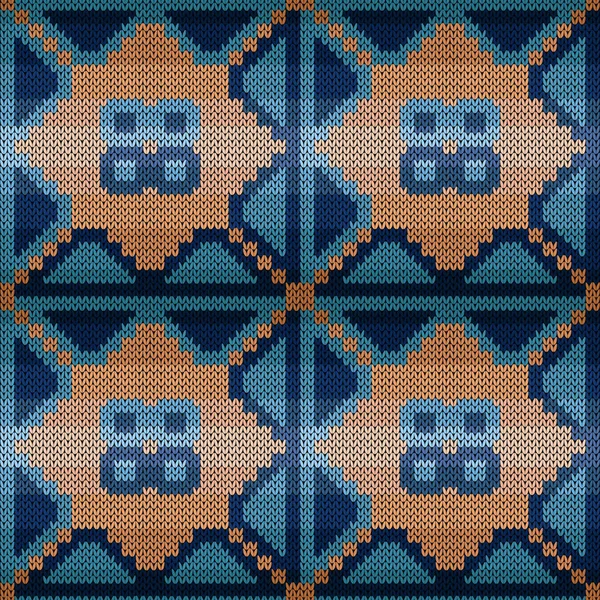 Tricot Décoratif Motif Vectoriel Sans Couture Dans Des Teintes Bleues — Image vectorielle