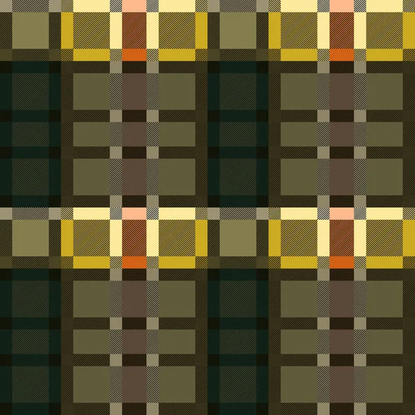 Tartan Scottish Seamless Pattern Muted Khaki Brown Green Colors Diagonal — Vetor de Stock