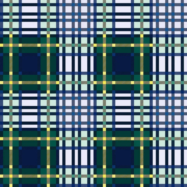 Tartan Skotský Bezešvý Vzor Zelené Modré Žluté Šedé Barvě Úhlopříčkami — Stockový vektor
