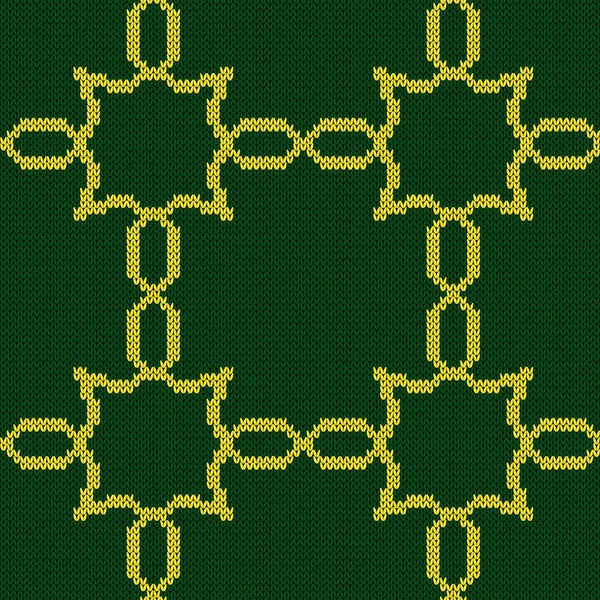 Бесшовное Вязание Украшенное Зелеными Желтыми Оттенками Векторный Узор Ткань Текстуры — стоковый вектор