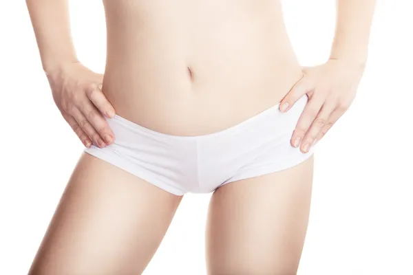 Beautiful woman's body in white underwear — Stock Photo, Image