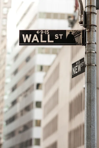 Wall Street insegna a Lower Manhattan New York Fotografia Stock