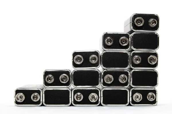 नौ वोल्ट बैटरी सीढ़ियों बनाने — स्टॉक फ़ोटो, इमेज