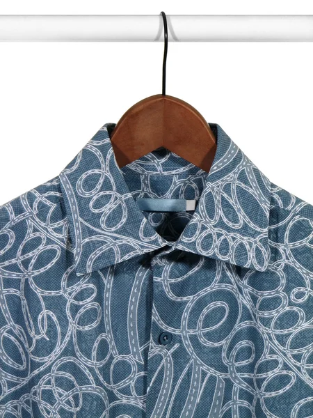 Blue shirt on hanger — Stock Photo, Image