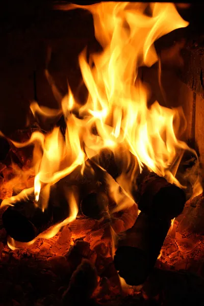 Flames dancing in fireplace — Stock Photo, Image