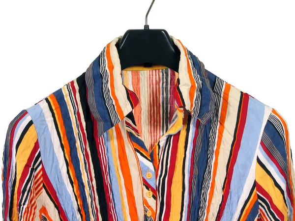 Színes csíkos ing, fehér háttér — Stock Fotó