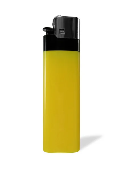 Yellow lighter on white (with clipping path) — Stock Photo, Image