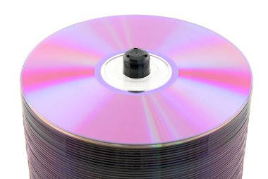Close-up of purple DVDs on spindle clipart