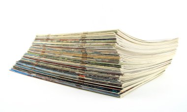 Stack of old thin magazines clipart