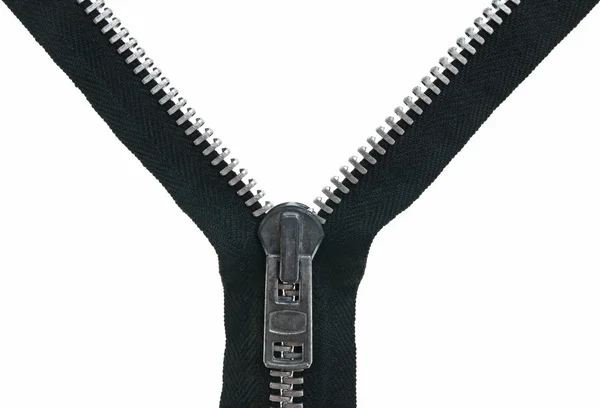 Unzipped metal zipper — Stock Photo, Image