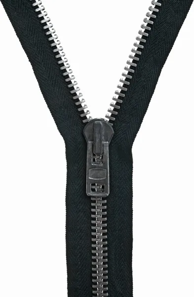 Unzipped black zipper — Stock Photo, Image