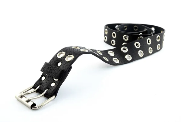 Black studded leather belt — Stock Photo, Image