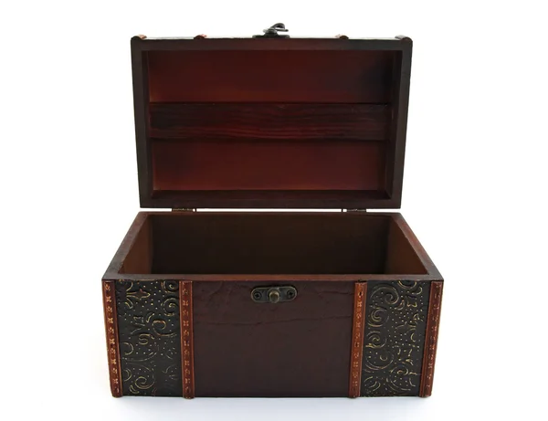 Empty wooden treasure chest — Stock Photo, Image