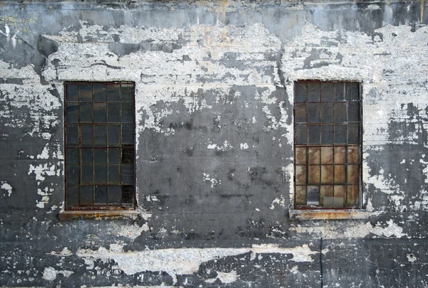 Grungy muur met twee vensters — Stockfoto