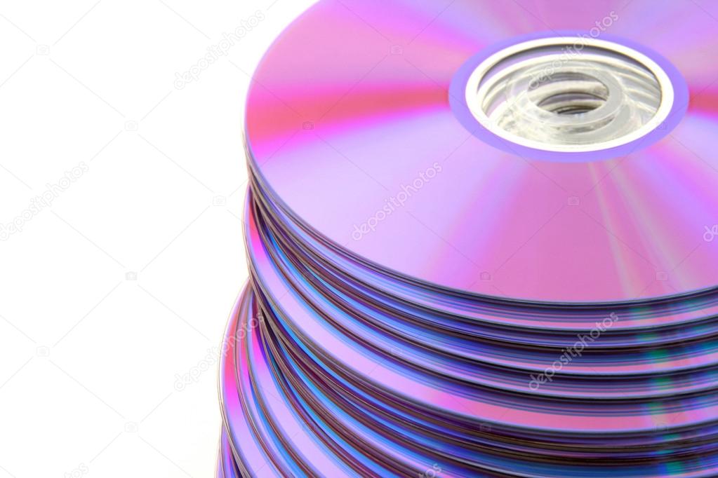 Stacked colorful DVDs or CDs